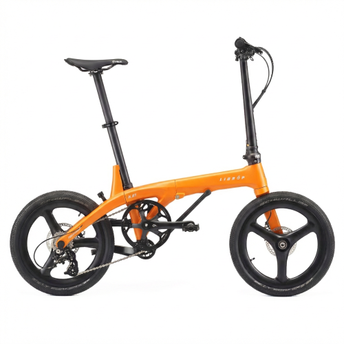 LIDROP H01 Carbon fiber Folding Bike (Orange | Trifold Design | 16 Inches | Disc Brake | 7.6Kg)