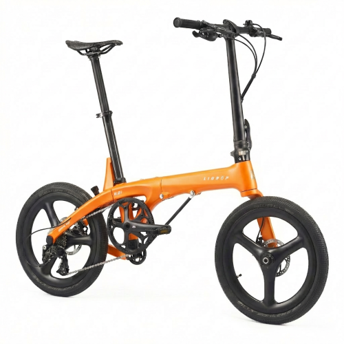 Alternative view of LIDROP H01 Carbon fiber Folding Bike (Orange | Trifold Design | 16 Inches | Disc Brake | 7.6Kg)